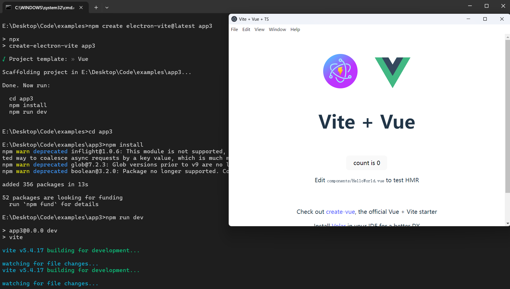 create-electron-vite搭建项目成功